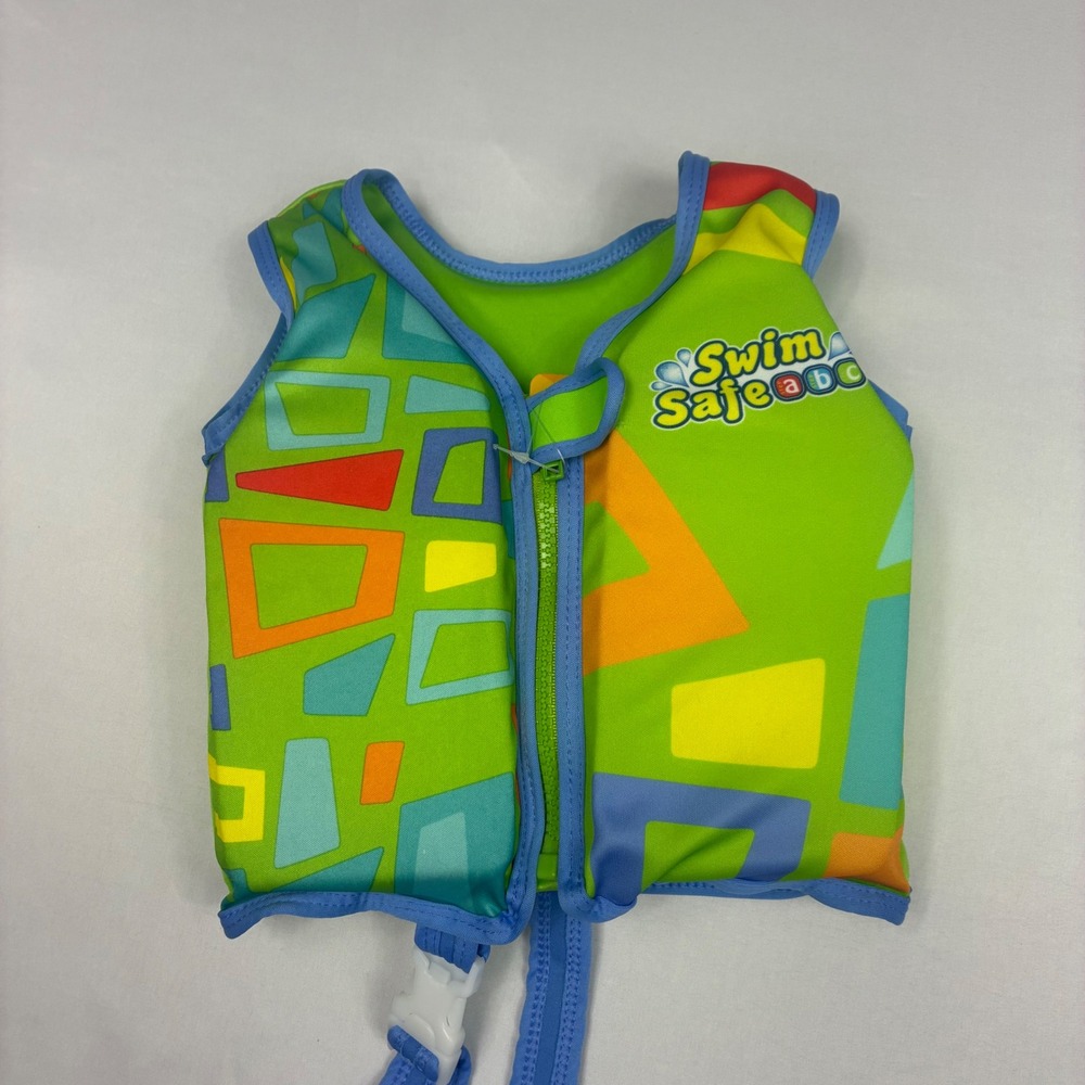 Swim Safe ABC Fabric Swim Vest‎ Kids S/M Green NEW Step B Aquastar Pool UPF 50